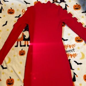 Red long sleeve maxi dress